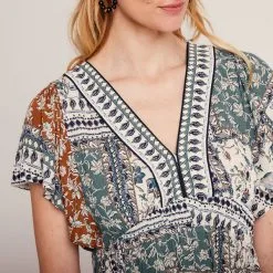 Vib's Robe évasée Manches Courtes Ecru Femme -Robe Boutique robe evasee manches courtes ecru femme d1 36125133701163796