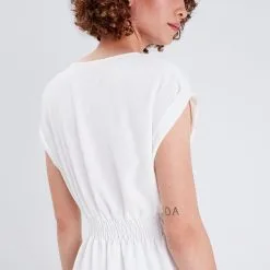 Vib's Robe évasée Manches Courtes Ecru Femme -Robe Boutique robe evasee manches courtes ecru femme d1 36125383310580277