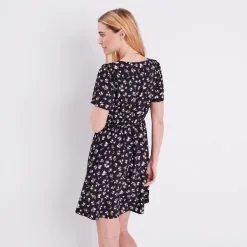 Vib's Robe évasée Manches Courtes Noir Femme 10 Vib's Robe évasée Manches Courtes Noir Femme -Robe Boutique robe evasee manches courtes noir femme b 36125313310405407