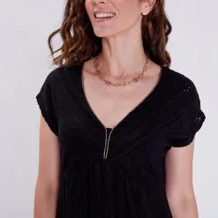 Vib's Robe évasée Manches Courtes Noir Femme -Robe Boutique robe evasee manches courtes noir femme d1 36125133510660100