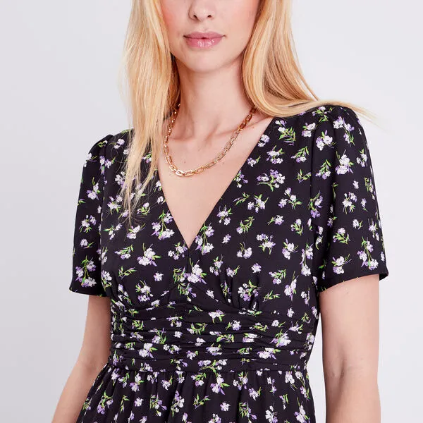 Vib's Robe évasée Manches Courtes Noir Femme 6 Vib's Robe évasée Manches Courtes Noir Femme – Image 4