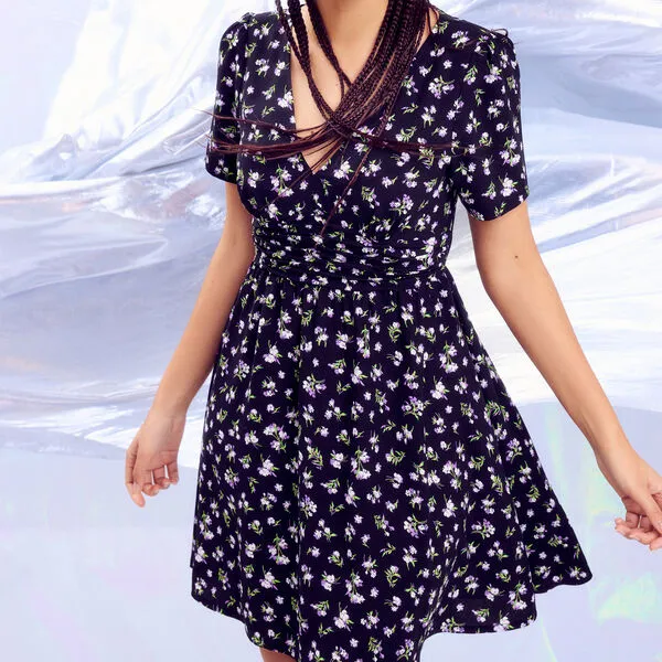 Vib's Robe évasée Manches Courtes Noir Femme 3 Vib's Robe évasée Manches Courtes Noir Femme