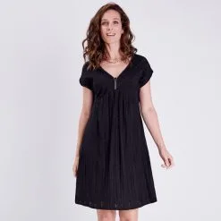 Vib's Robe évasée Manches Courtes Noir Femme -Robe Boutique robe evasee manches courtes noir femme fp 36125133510660100