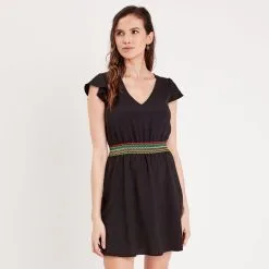 Vib's Robe évasée Manches Courtes Noir Femme -Robe Boutique robe evasee manches courtes noir femme fp 36125313310371001