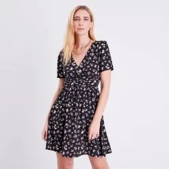Vib's Robe évasée Manches Courtes Noir Femme 9 Vib's Robe évasée Manches Courtes Noir Femme -Robe Boutique robe evasee manches courtes noir femme fp 36125313310405407