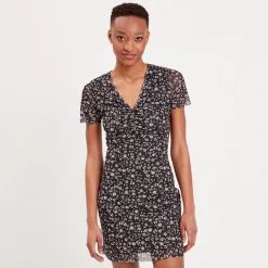 Vib's Robe évasée Manches Courtes Noir Femme 9 Vib's Robe évasée Manches Courtes Noir Femme -Robe Boutique robe evasee manches courtes noir femme fp 36125313310551001