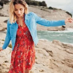 Vib's Robe évasée Manches Courtes Orange Femme -Robe Boutique robe evasee manches courtes orange femme d1 36125133701003720