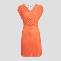 Vib's Robe évasée Manches Courtes Orange Femme -Robe Boutique robe evasee manches courtes orange femme fg 36125363310372424