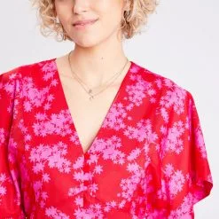 Vib's Robe évasée Manches Courtes Rouge Femme 11 Vib's Robe évasée Manches Courtes Rouge Femme -Robe Boutique robe evasee manches courtes rouge femme d1 36125313330185305