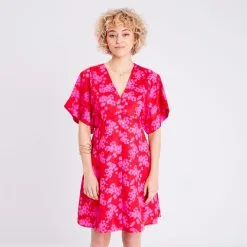 Vib's Robe évasée Manches Courtes Rouge Femme 9 Vib's Robe évasée Manches Courtes Rouge Femme -Robe Boutique robe evasee manches courtes rouge femme fp 36125313330185305