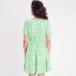 Vib's Robe évasée Manches Courtes Vert Clair Femme -Robe Boutique robe evasee manches courtes vert clair femme b 36125313310405406