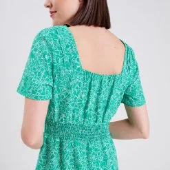 Vib's Robe évasée Manches Courtes Vert Femme -Robe Boutique robe evasee manches courtes vert femme d2 36125383310394713