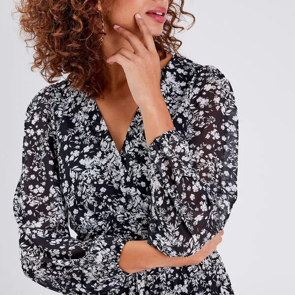 Vib's Robe évasée Manches Longues Noir Femme 6 Vib's Robe évasée Manches Longues Noir Femme – Image 4