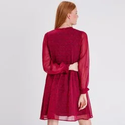 Vib's Robe évasée Manches Longues Rose Femme -Robe Boutique robe evasee manches longues rose femme b 36125292810663740 1