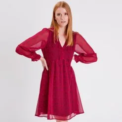 Vib's Robe évasée Manches Longues Rose Femme -Robe Boutique robe evasee manches longues rose femme fp 36125292810663740