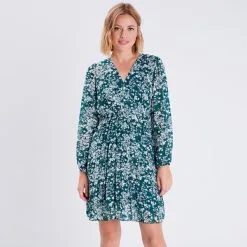 Vib's Robe évasée Manches Longues Vert émeraude Femme -Robe Boutique robe evasee manches longues vert emeraude femme fp 36125373330231905