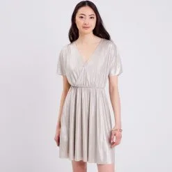 Vib's Robe évasée Métallisée Couleur Or Femme -Robe Boutique robe evasee metallisee couleur or femme fp 36125313310470606