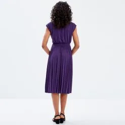 Vib's Robe évasée Plissée Violet Foncé Femme -Robe Boutique robe evasee plissee violet fonc femme b 36125153520224251