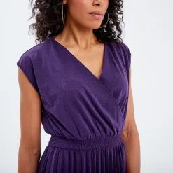 Vib's Robe évasée Plissée Violet Foncé Femme -Robe Boutique robe evasee plissee violet fonc femme d1 36125153520224251