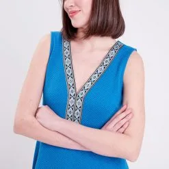 Vib's Robe évasée Sans Manches Bleu Femme 11 Vib's Robe évasée Sans Manches Bleu Femme -Robe Boutique robe evasee sans manches bleu femme d1 36125313300213780