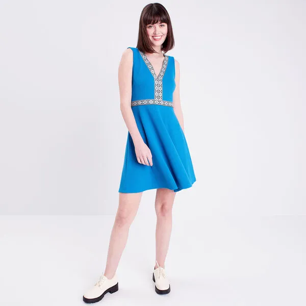 Vib's Robe évasée Sans Manches Bleu Femme 8 Vib's Robe évasée Sans Manches Bleu Femme – Image 6