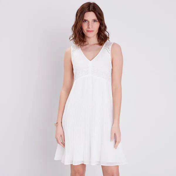 Vib's Robe évasée Sans Manches Ecru Femme 4 Vib's Robe évasée Sans Manches Ecru Femme – Image 2