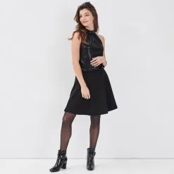 Vib's Robe évasée Sans Manches Noir Femme -Robe Boutique robe evasee sans manches noir femme si 36125353300481001
