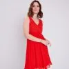 Vib's Robe évasée Sans Manches Rouge Corail Femme -Robe Boutique robe evasee sans manches rouge corail femme dc 36125133700840931