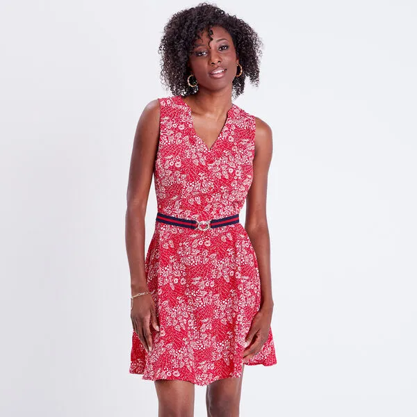 Vib's Robe évasée Sans Manches Rouge Femme 4 Vib's Robe évasée Sans Manches Rouge Femme – Image 2