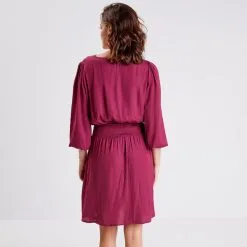 Vib's Robe évasée Satinée Prune Femme -Robe Boutique robe evasee satinee prune femme b 36125393330310390