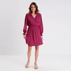 Vib's Robe évasée Satinée Prune Femme -Robe Boutique robe evasee satinee prune femme si 36125393330310390