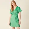 Vib's Robe évasée Satinée Vert Menthe Femme