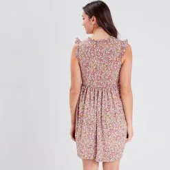 Vib's Robe évasée Smockée Vert Kaki Femme -Robe Boutique robe evasee smockee vert kaki femme b 36125363310444344