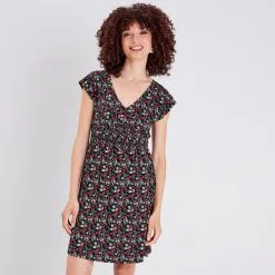 Vib's Robe évasée Taille Smockée Multicolore Femme -Robe Boutique robe evasee taille smockee multicolore femme fp 36125282810733640