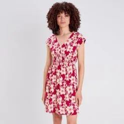 Vib's Robe évasée Taille Smockée Rose Fushia Femme -Robe Boutique robe evasee taille smockee rose fushia femme fp 36125282810733645