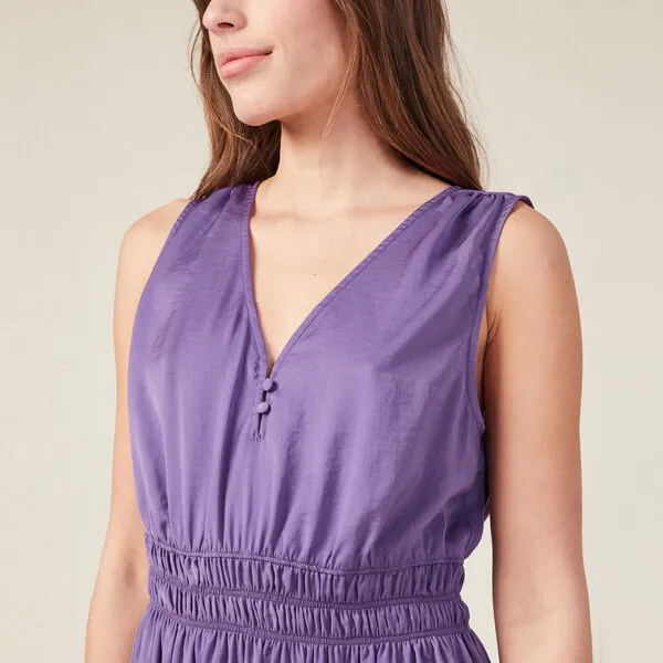 Vib's Robe Genoux Plissée Violet Foncé Femme 6 Vib's Robe Genoux Plissée Violet Foncé Femme – Image 4