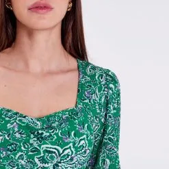 Vib's Robe Longue à Manches 3/4 Vert Femme -Robe Boutique robe longue a manches 34 vert femme d1 36125313320245442