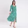 Vib's Robe Longue à Manches 3/4 Vert Femme