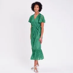 Vib's Robe Longue à Manches Courtes Vert Femme -Robe Boutique robe longue a manches courtes vert femme si 36125313310255141