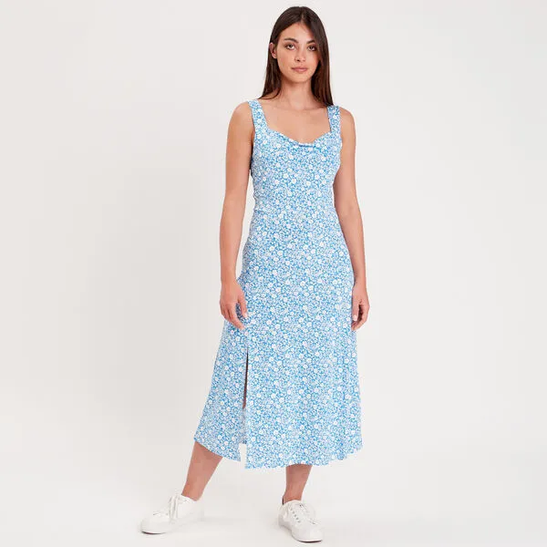 Vib's Robe Longue Ajustée Bleu Femme 4 Vib's Robe Longue Ajustée Bleu Femme – Image 2