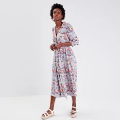 Vib's Robe Longue Boutonnée Blanc Femme -Robe Boutique robe longue boutonnee blanc femme si 36125383320184643