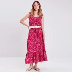 Vib's Robe Longue Droite à Volants Rose Fushia Femme 12 Vib's Robe Longue Droite à Volants Rose Fushia Femme -Robe Boutique robe longue droite a volants rose fushia femme si 36125282820183624