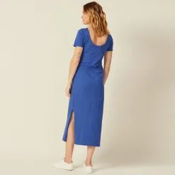 Vib's Robe Longue Droite Avec Noeud Bleu Electrique Femme -Robe Boutique robe longue droite avec noeud bleu electrique femme b 36125212820123472