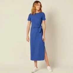 Vib's Robe Longue Droite Avec Noeud Bleu Electrique Femme -Robe Boutique robe longue droite avec noeud bleu electrique femme si 36125212820123472