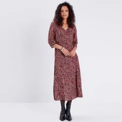 Vib's Robe Longue Droite Fluide Marron Femme