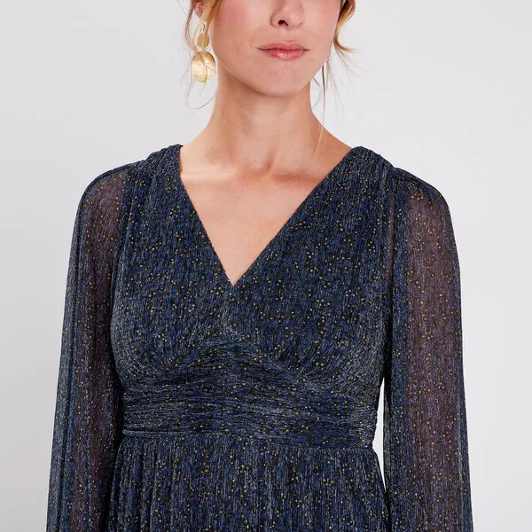 Vib's Robe Longue Droite Fluide Noir Femme 6 Vib's Robe Longue Droite Fluide Noir Femme – Image 4