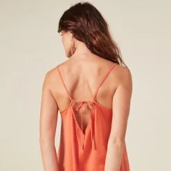 Vib's Robe Longue Droite Satin Orange Foncé Femme -Robe Boutique robe longue droite satin orange fonc femme d1 36125222820260634