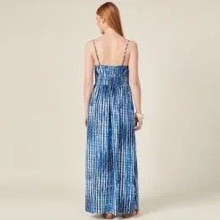 Vib's Robe Longue évasée à Bretelles Bleu Femme -Robe Boutique robe longue evasee a bretelles bleu femme b 36125212820193982