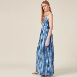 Vib's Robe Longue évasée à Bretelles Bleu Femme -Robe Boutique robe longue evasee a bretelles bleu femme d1 36125212820193982