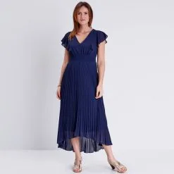 Robe Boutique -Robe Boutique robe longue evasee a volants bleu marine femme fp 36125133710020367